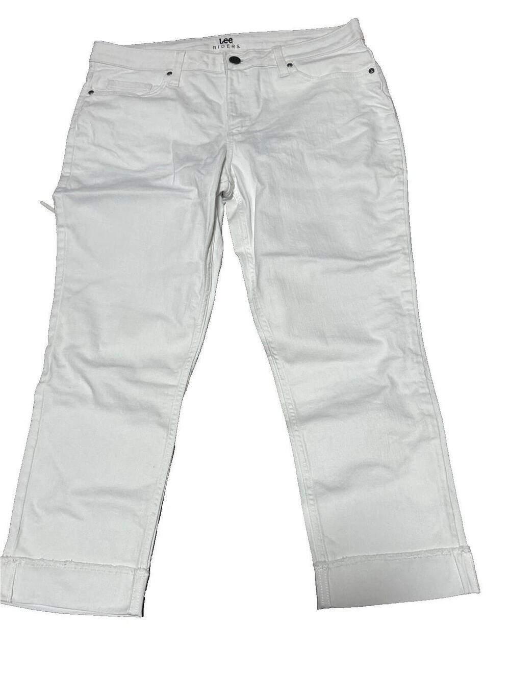Lee Riders Indigo Jeans Womens 14M White Straight Stretch Denim Pants NWT